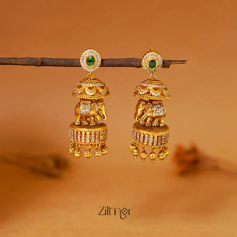 Custom Crystal Earrings-ZL1011436 - Antique  AD Stone Haati Bridal Jumkha Earrings